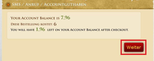 Genug Accountguthaben Wir haben genug Accountguthaben aufgeladen.