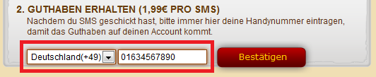 Zahlen per SMS: Schritt 2 Schritt 2 vom Zahlen per SMS: Gib deine Handynummer an.