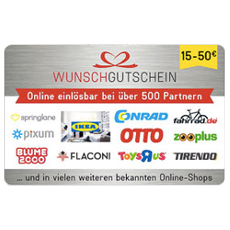 25€ Wunschgutschein - in über 500 Shops einlösbar!