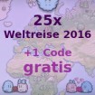 26x Weltreise 2016 für 50€ Paysafecard